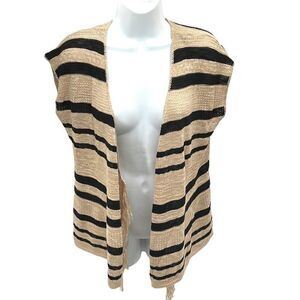 Maurices crochet lightweight open knit cardigan sweater fringe striped medium
